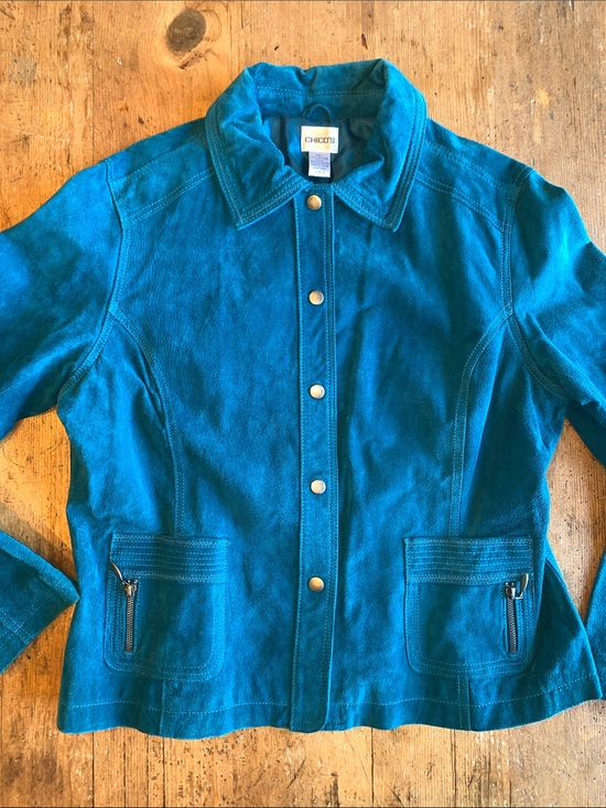 Chico's Jackets & Blazers - Chico's Teal Suede Snap Jacket
